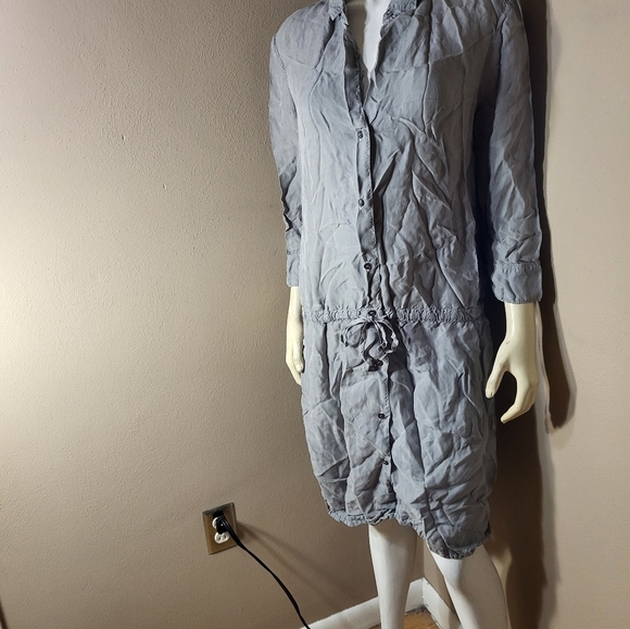 Standard James Perse Silver Gray Button Down Tie Waist Dress Sz 4/XL...I… - Picture 3 of 6